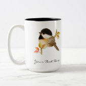Schwarzer Chickadee Bird Zweifarbige Tasse (Links)