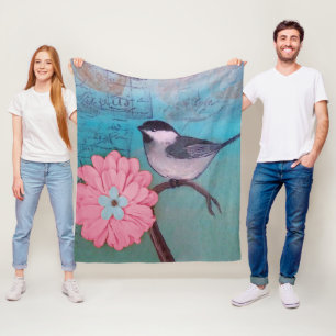 Schwarzer Chickadee Fleecedecke