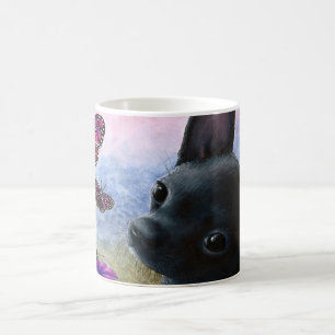 Schwarzer Chihuahua-Hund 91 Schmetterling Kaffeetasse
