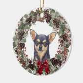 Schwarzer Chihuahua Hund Pinecone Kleider Personal Keramik Ornament (Links)