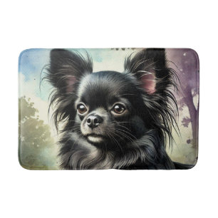 Schwarzer Chihuahua in Wasserfarbe Badematte