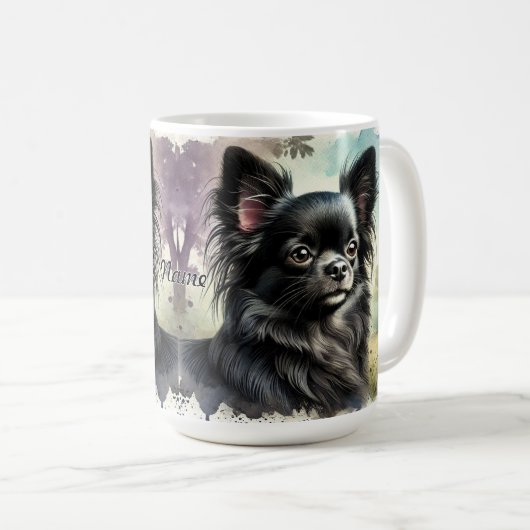 Schwarzer Chihuahua in Wasserfarbe Kaffeetasse (VorderseiteRechts)
