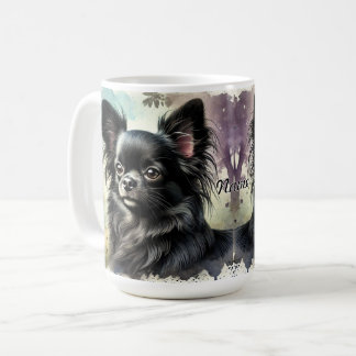 Schwarzer Chihuahua in Wasserfarbe Kaffeetasse