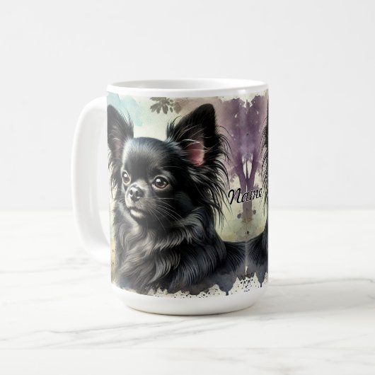 Schwarzer Chihuahua in Wasserfarbe Kaffeetasse (Vorderseite Links)