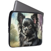 Schwarzer Chihuahua in Wasserfarbe Laptopschutzhülle (Vorne Rechts)