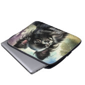 Schwarzer Chihuahua in Wasserfarbe Laptopschutzhülle (Vorne Knopf)