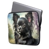 Schwarzer Chihuahua in Wasserfarbe Laptopschutzhülle (Vorderseite Links)