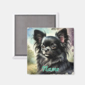 Schwarzer Chihuahua in Wasserfarbe Magnet (Vorderseite/Rückseite)