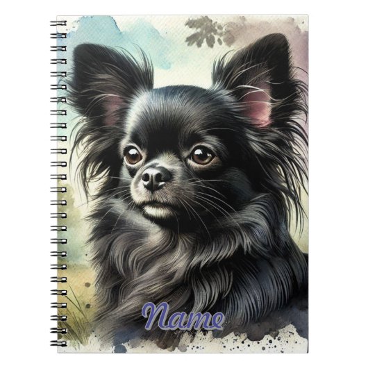 Schwarzer Chihuahua in Wasserfarbe Notizblock (Vorderseite)