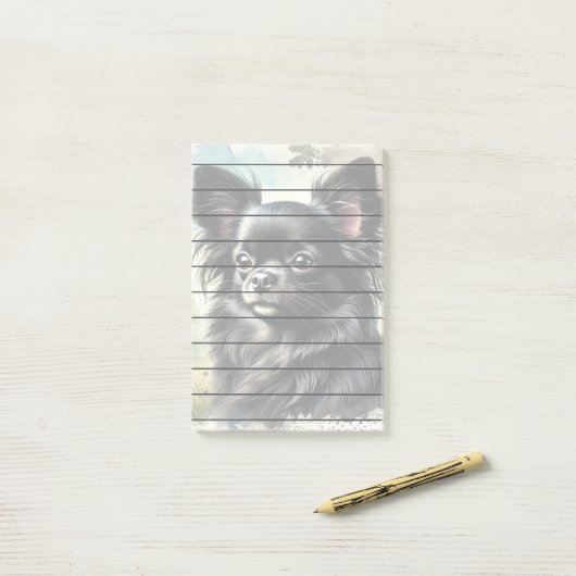 Schwarzer Chihuahua in Wasserfarbe Post-it Klebezettel (Auf Schreibtisch)