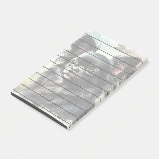 Schwarzer Chihuahua in Wasserfarbe Post-it Klebezettel (angewinkelt)