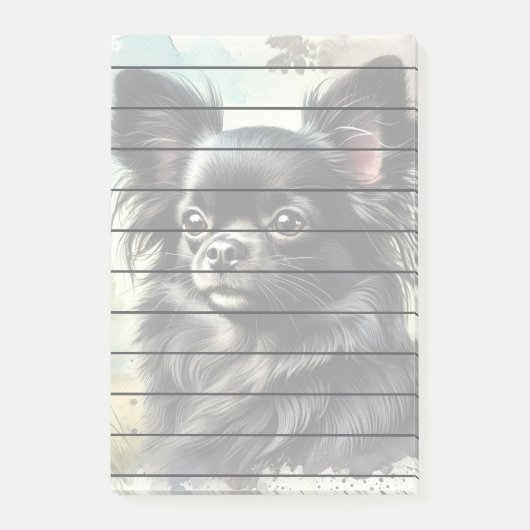 Schwarzer Chihuahua in Wasserfarbe Post-it Klebezettel (Vorderseite)