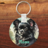 Schwarzer Chihuahua in Wasserfarbe Schlüsselanhänger (Vorderseite)