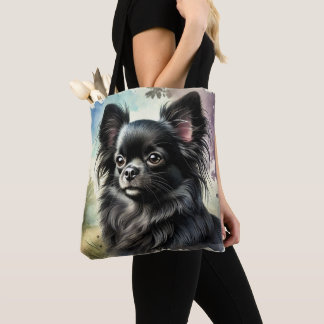 Schwarzer Chihuahua in Wasserfarbe Tasche