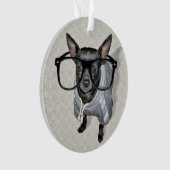 Schwarzer Chihuahua mit Glas-Foto Ornament (Vorderseite)