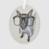 Schwarzer Chihuahua mit Glas-Foto Ornament (Vorderseite)