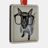 Schwarzer Chihuahua mit Glas-Foto Ornament Aus Metall (Rechts)