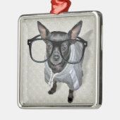 Schwarzer Chihuahua mit Glas-Foto Ornament Aus Metall (Links)