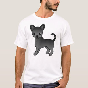 Schwarzer Chihuahua mit glattem Fell, süßer Cartoo T-Shirt