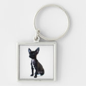 Schwarzer Chihuahuawelpe Schlüsselanhänger (Vorne)