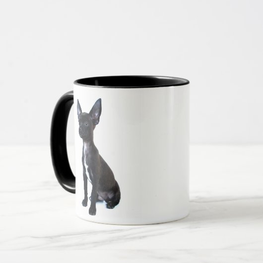 Schwarzer Chihuahuawelpe Tasse (Vorderseite Links)
