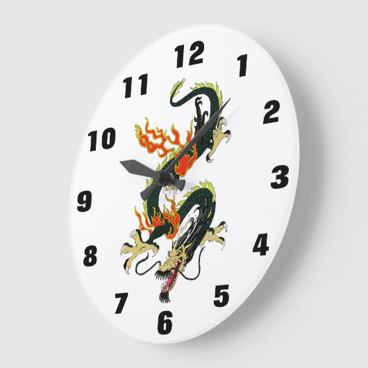 Schwarzer chinesischer Drache nummerierte Uhr (Winkel)