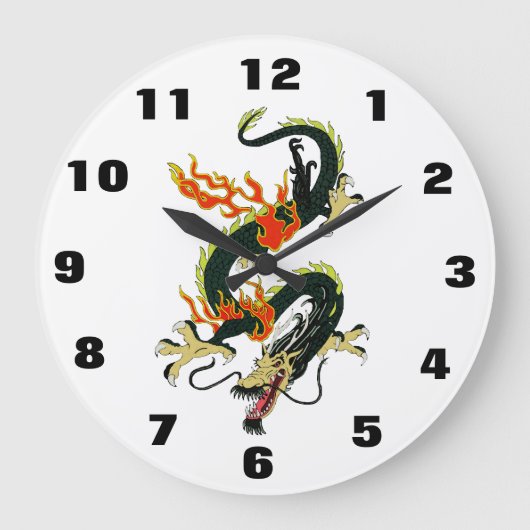 Schwarzer chinesischer Drache nummerierte Uhr (Vorderseite)