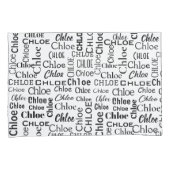Schwarzer CHLOE Name auf Weiß Kissenbezug (Vorderseite-Rechts)