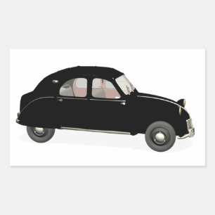 Schwarzer Citroen 2CV Rechteckiger Aufkleber