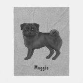 Schwarzer Coat Color Mops Hund mit Individuelle Na Fleecedecke (Vorderseite)