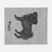 Schwarzer Coat Color Mops Hund mit Individuelle Na Fleecedecke (Vorderseite (Horizontal))