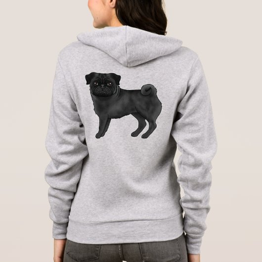 Schwarzer Coat Color Mops Mops Hunde Rasse Illustr Hoodie (Rückseite)