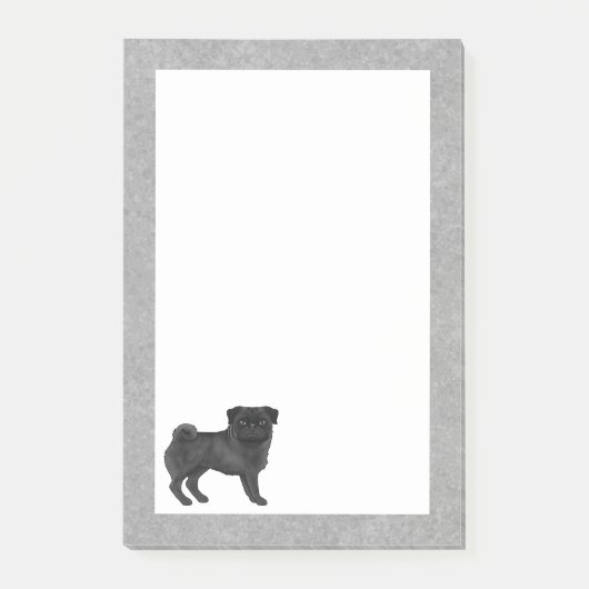 Schwarzer Coat Color Mops Mops Hunde züchten Desig Post-it Klebezettel (Vorderseite)