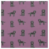 Schwarzer Cockapohund dunkel lila Stoff (Muster)