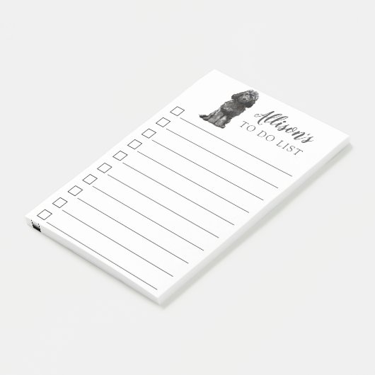 Schwarzer Cockapohund Personalisiert zu führen Post-it Klebezettel (angewinkelt)