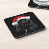 Schwarzer Cocker Spaniel Santa Untersetzer (Linke Seite)