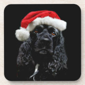 Schwarzer Cocker Spaniel Santa Untersetzer (Vorderseite)