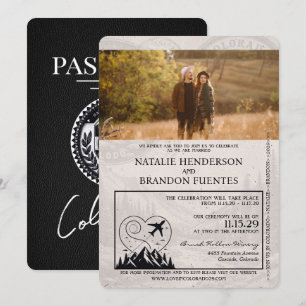 Schwarzer Colorado-Reisepass Hochzeit Einladung