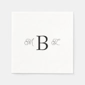 Schwarzer Combo-Schriftart Monogram White Wedding Serviette (Vorderseite)