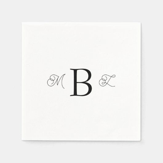 Schwarzer Combo-Schriftart Monogram White Wedding  Serviette (Vorderseite)