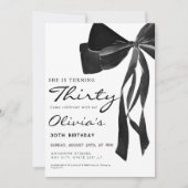 Schwarzer Coquette-Bogen 30. Party Einladung (Vorderseite)