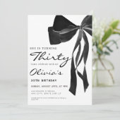Schwarzer Coquette-Bogen 30. Party Einladung (Stehend Vorderseite)