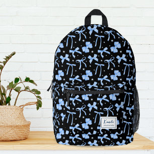 Schwarzer Coquette-Bow-Individuelle Name gedruckte Bedruckter Rucksack