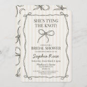 Schwarzer Coquette-Bow verbindet das Brautparty de Einladung (Vorne/Hinten)