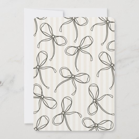 Schwarzer Coquette-Bow verbindet das Brautparty de Einladung (Rückseite)