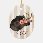 Schwarzer Cowboy-Hut-Sake-Jahr Keramik Ornament (Vorne)