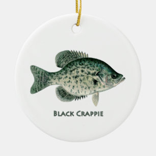 Schwarzer Crappie Keramik Ornament
