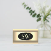 Schwarzer Cream Ombre Monogram Light Gold Decoder Visitenkarte (Stehend Vorderseite)