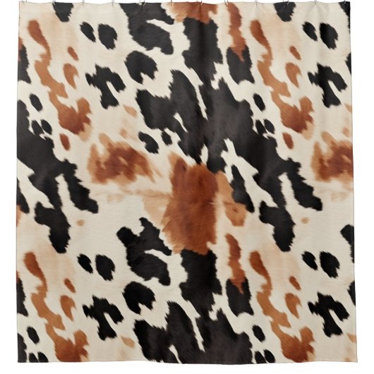 Schwarzer Creme Brown Cowhide Duschvorhang (Vorderseite)