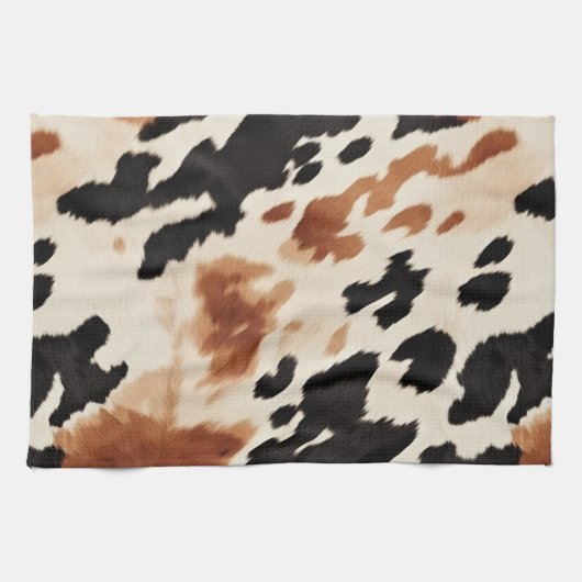 Schwarzer Creme Brown Cowhide Geschirrtuch (Horizontal)